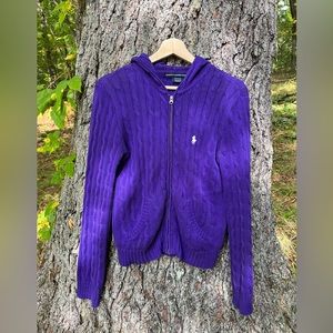 Ralph Lauren Sport Y2K Cable Knit Zip-Up Sweater Hoodie  | Medium